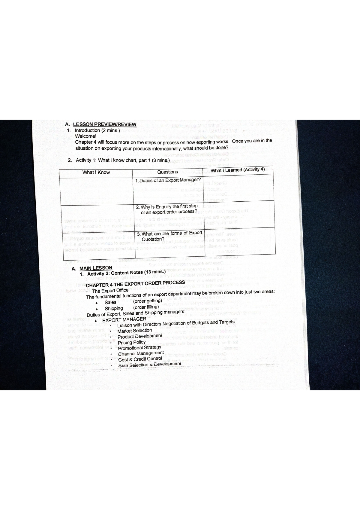 export-order-process-and-duties-of-export-manager-business-studocu