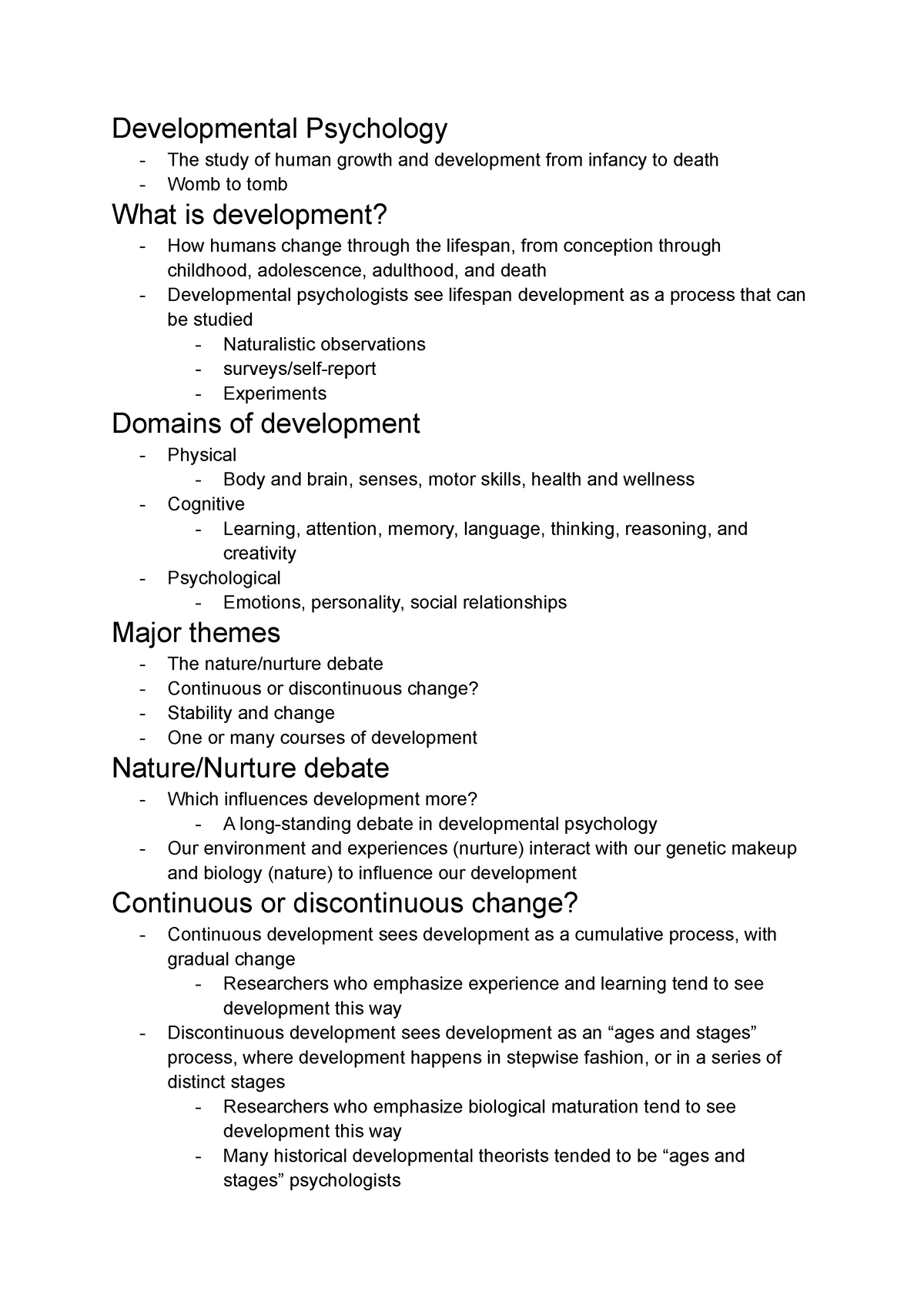 Chapter 9 Lifespan Development - Developmental Psychology The Study Of ...