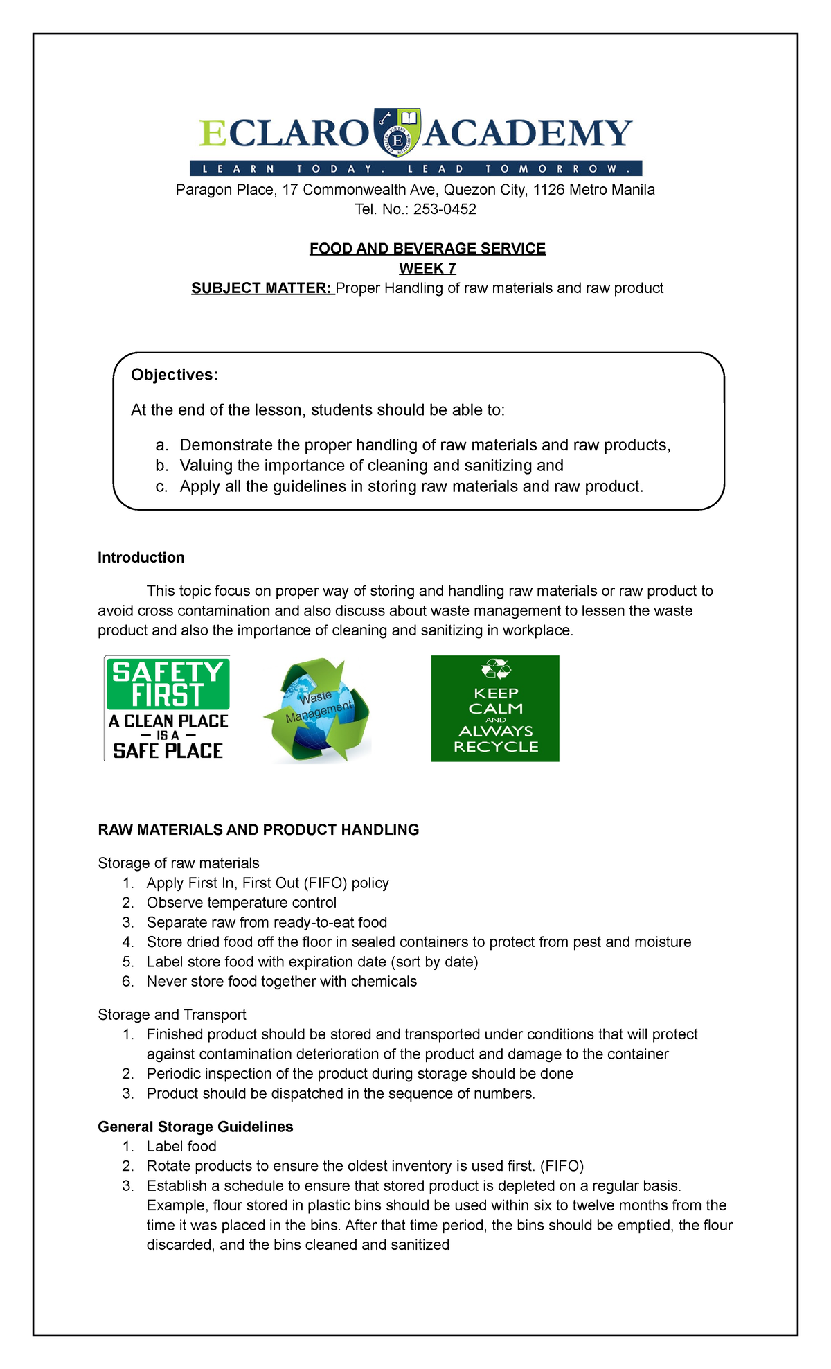 WEEK 7 Waste Management Paragon Place, 17 Commonwealth Ave, Quezon