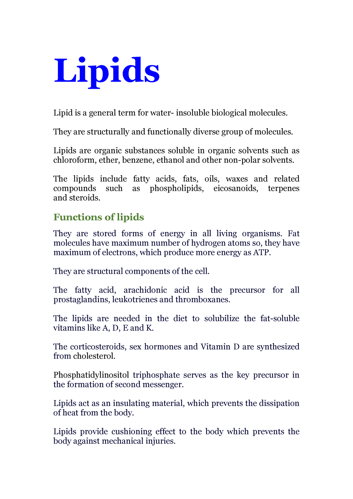 term paper on lipids