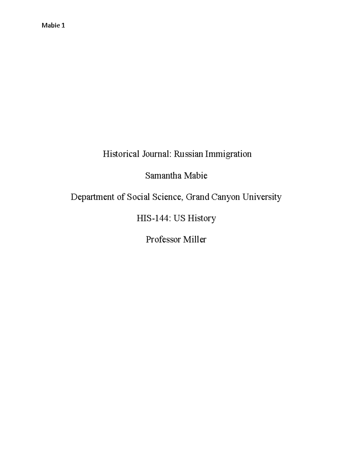 Historical Journal Russian Immigration Hist144 GCU Studocu