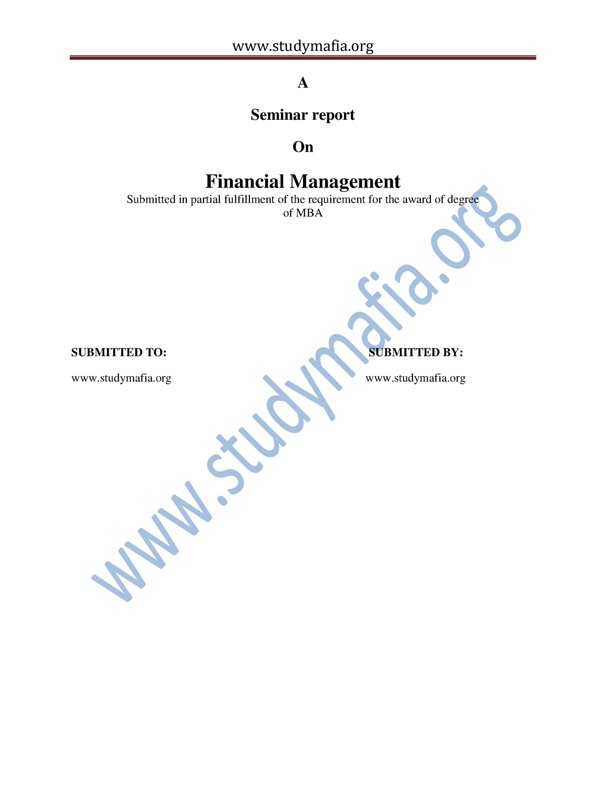 mba thesis report on finance