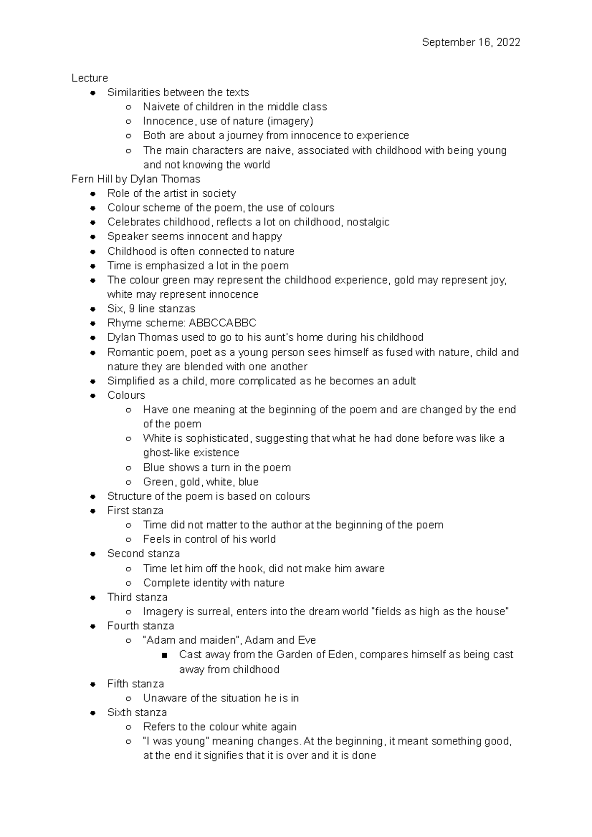 Lecture 4 - Analysis of Fern Hill by Dylan Thomas and the Garden Party ...