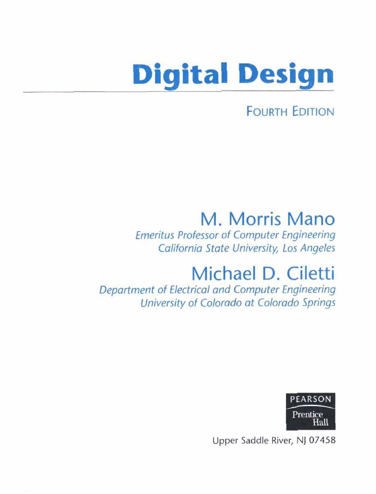 Digital Design Book Digital Design M. Morris Mano Emeritus Profemr