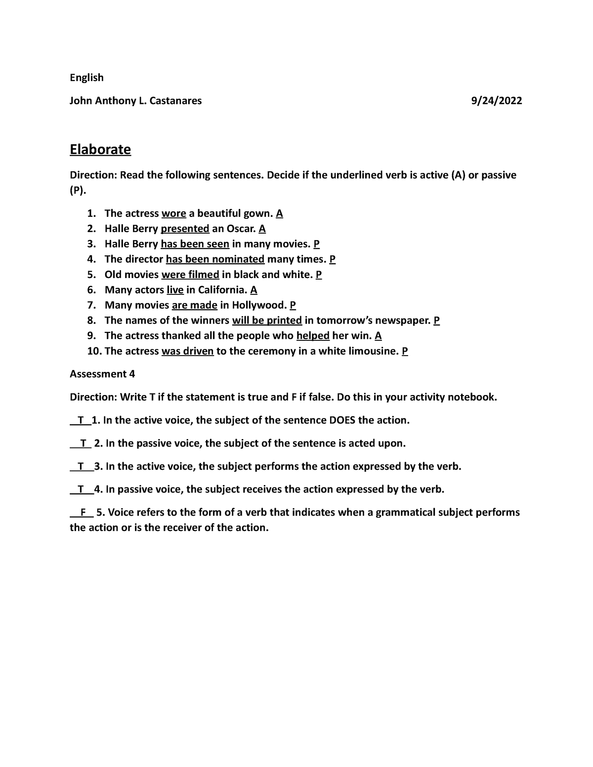 AP-8 Q2 Module 1 - English John Anthony L. Castanares 9/24/ Elaborate ...