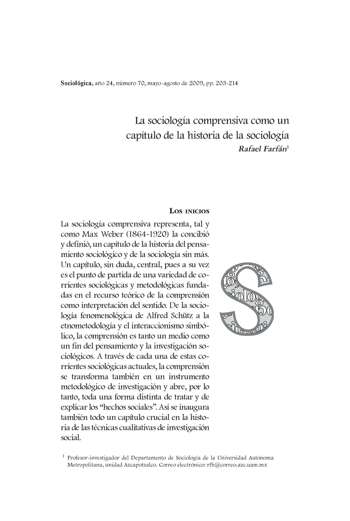 5.1 Sociología Comprensiva - La Sociología Comprensiva Como Un Capítulo ...