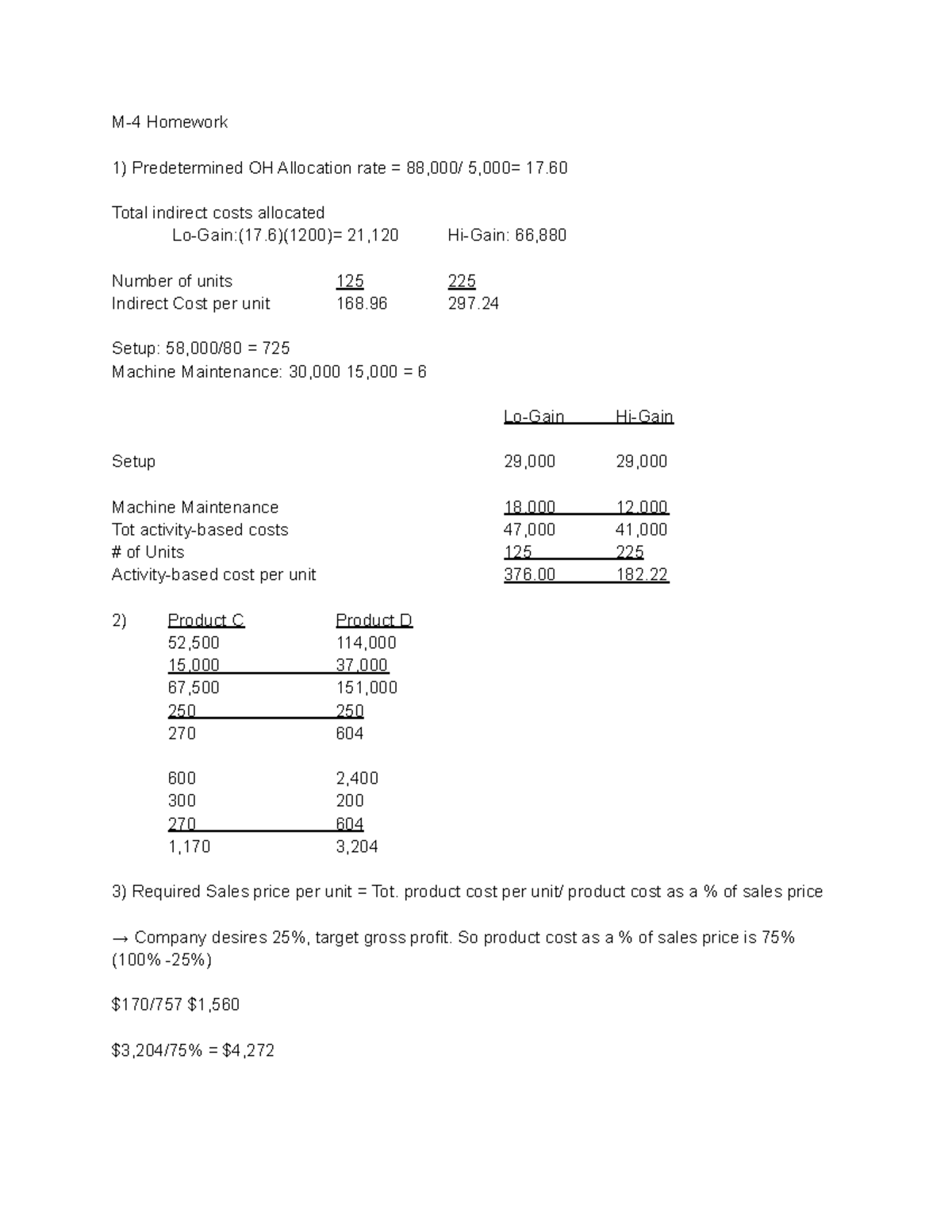 Managerial Accounting Chapter 4 - M-4 Homework Machine Maintenance ...