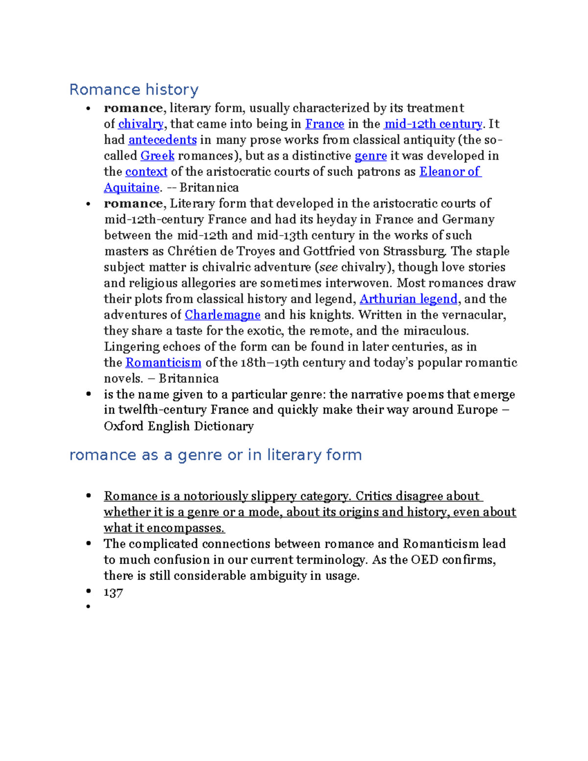 Romance history - Contemporary Lit - Romance history romance, literary ...