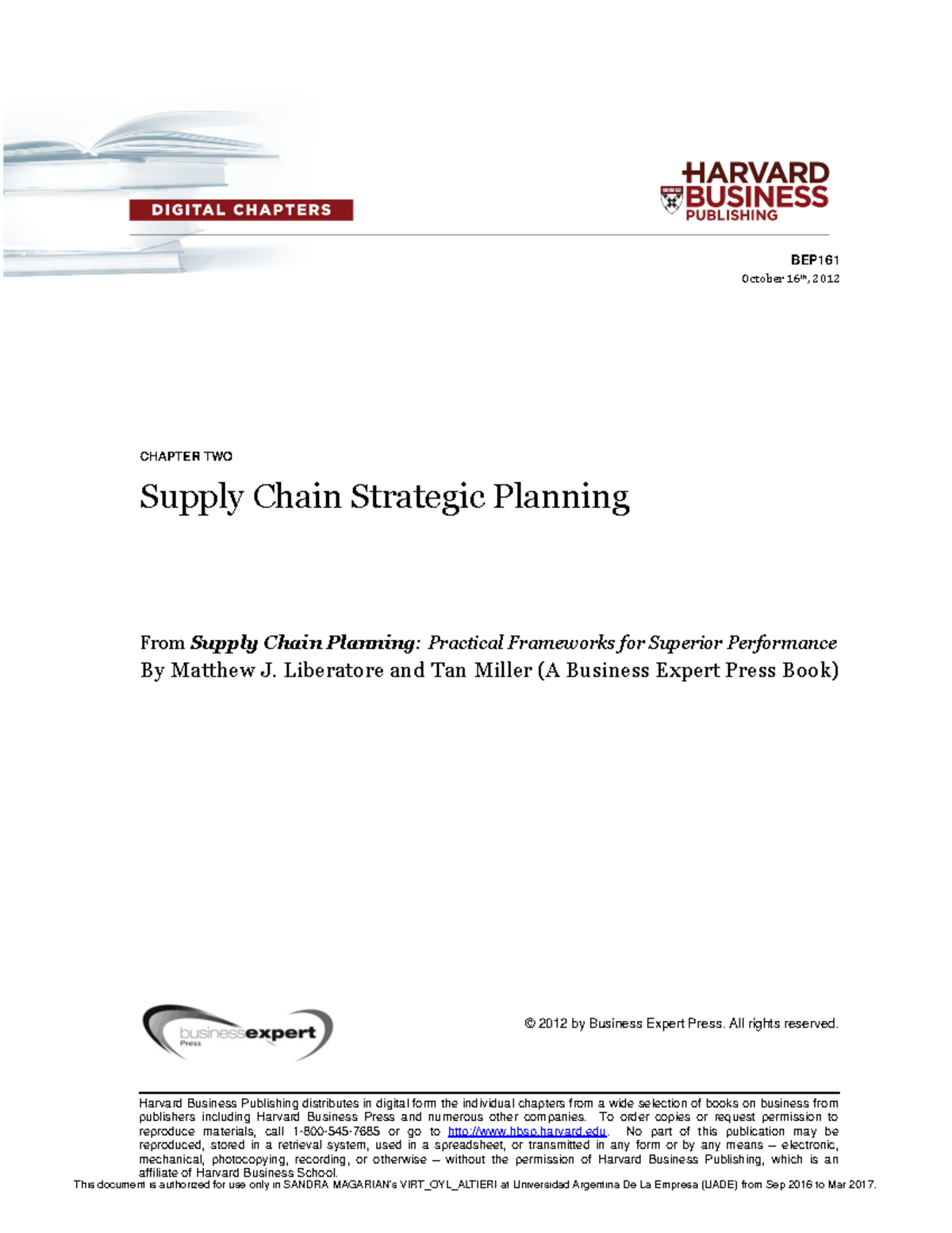 BEP161-PDF-ENG Supply Chain Strategic Planning - BEP161 October 16th ...