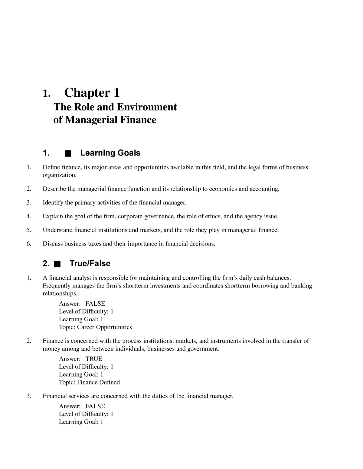 Chapter 1 - 1. Chapter 1 The Role And Environment Of Managerial Finance ...