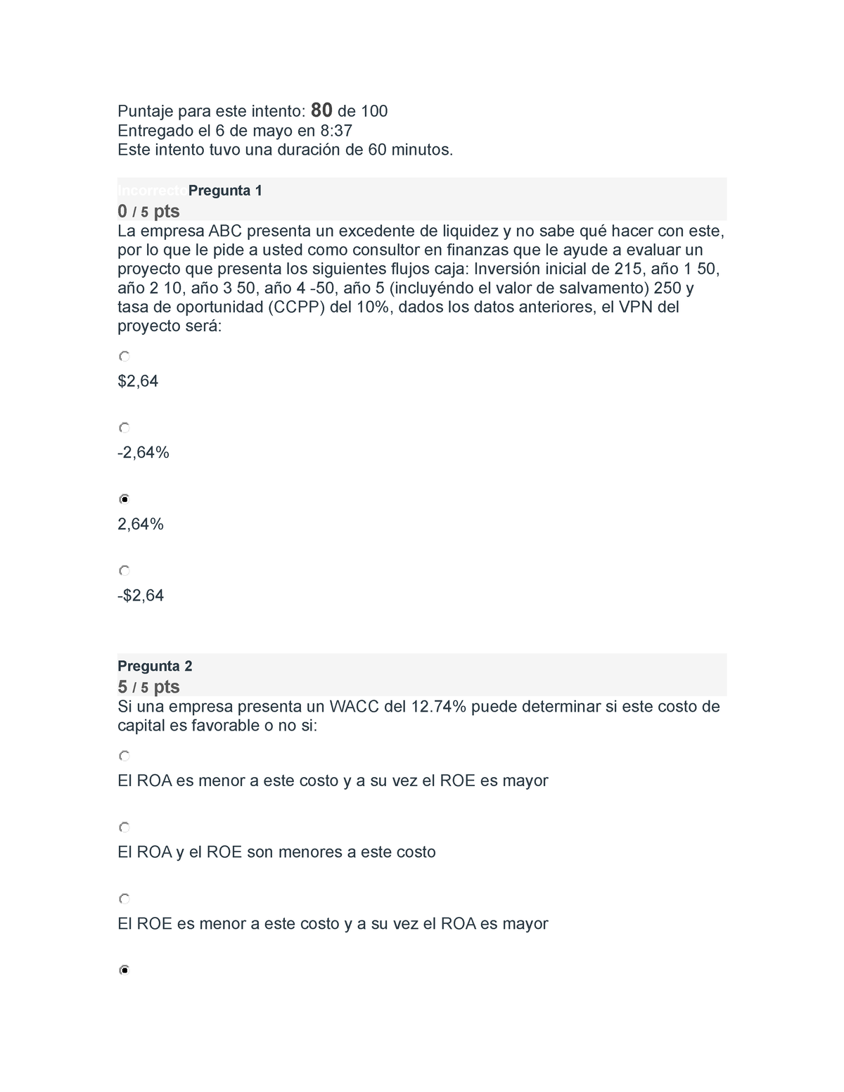 Evaluacion Final - Escenario 8 - Gerencia Financiera - Puntaje Para ...