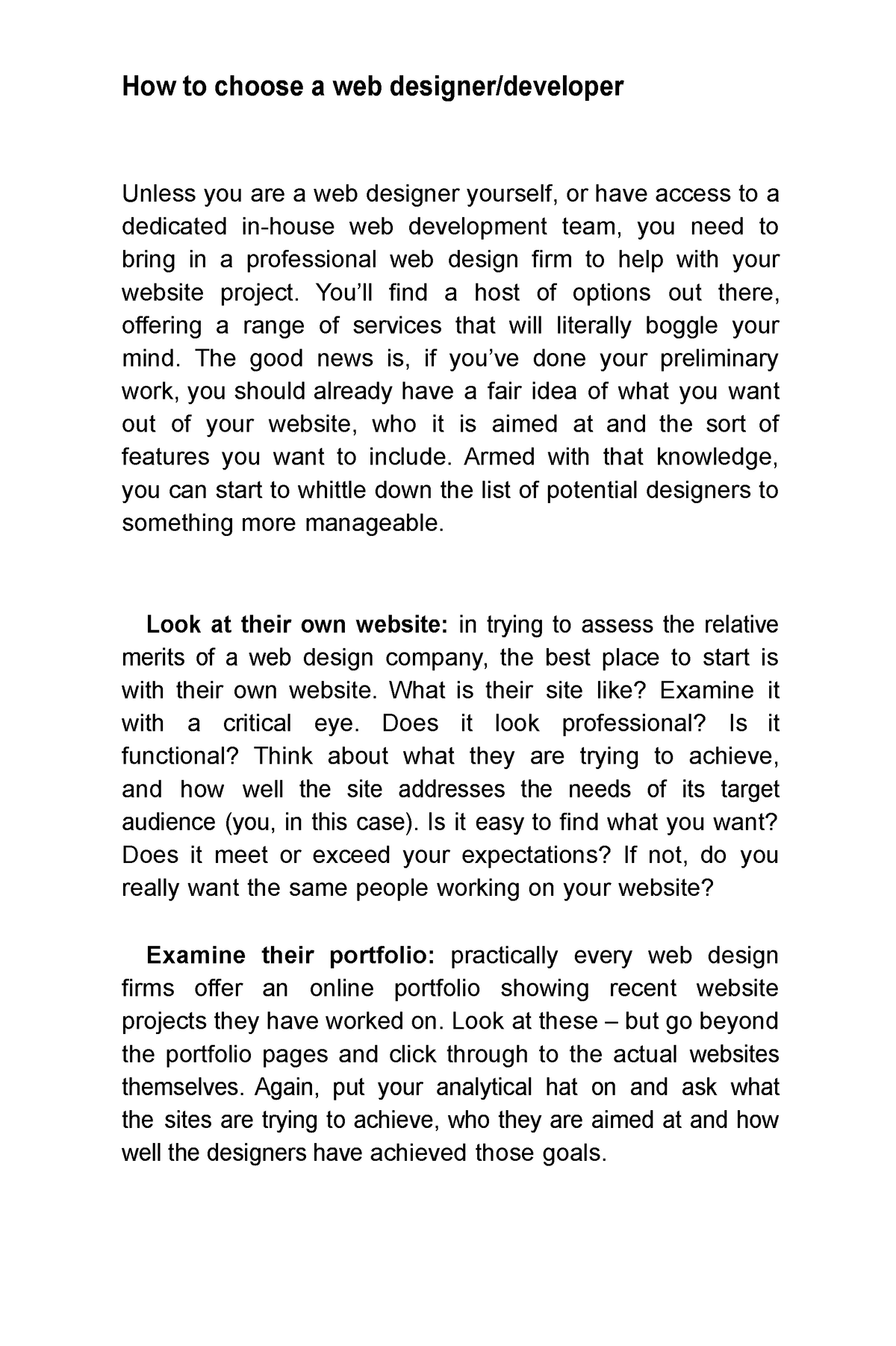 essay about being web designer