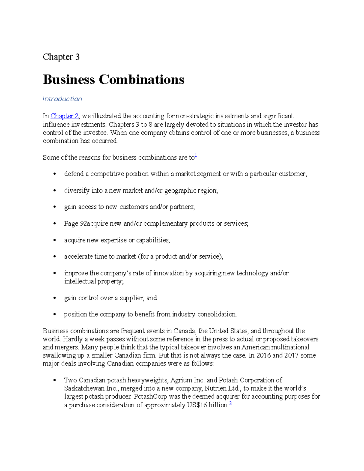 Chapter 3 & 4 Chapter 3 Business Combinations Introduction In Chapter 2, we illustrated the