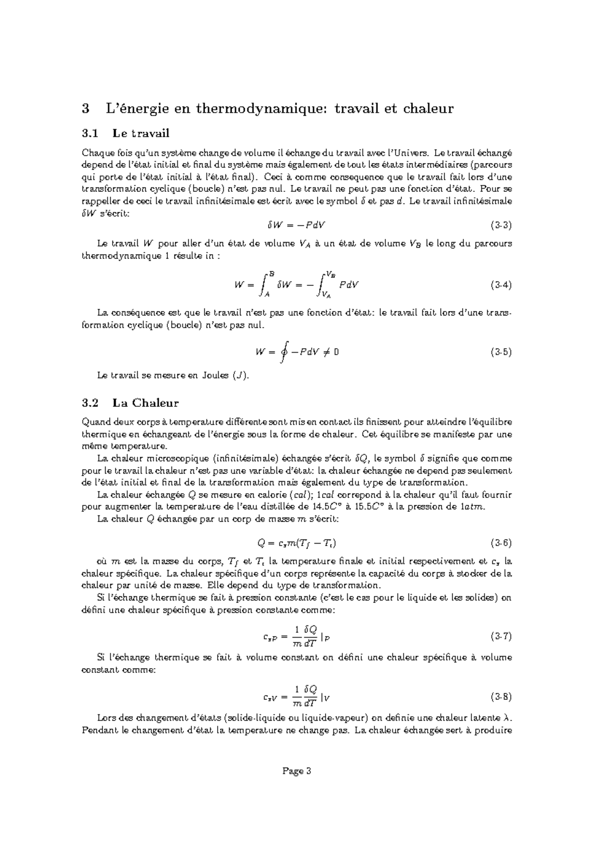 Note CM n°2 - note de cours - 3 L’énergie en thermodynamique: travail ...