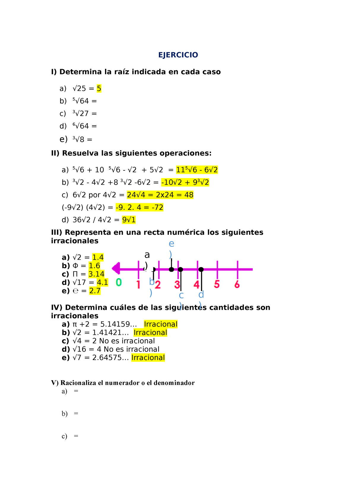 Ejercicio IId Números Irracionales - Aritmética Y Geometría - ISA - Studocu
