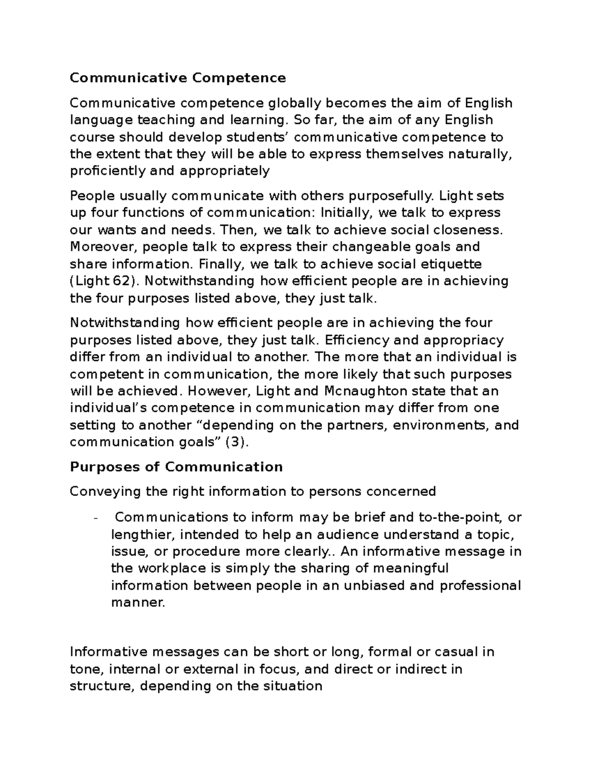 Communicative Competence - Teaching and Assessment of Macroskills ...