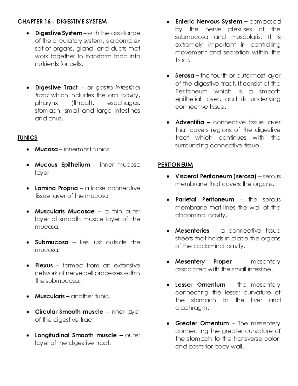 Terms AND Definition FOR Anaphy-LAB - CHAPTER 16 - DIGESTIVE SYSTEM ...