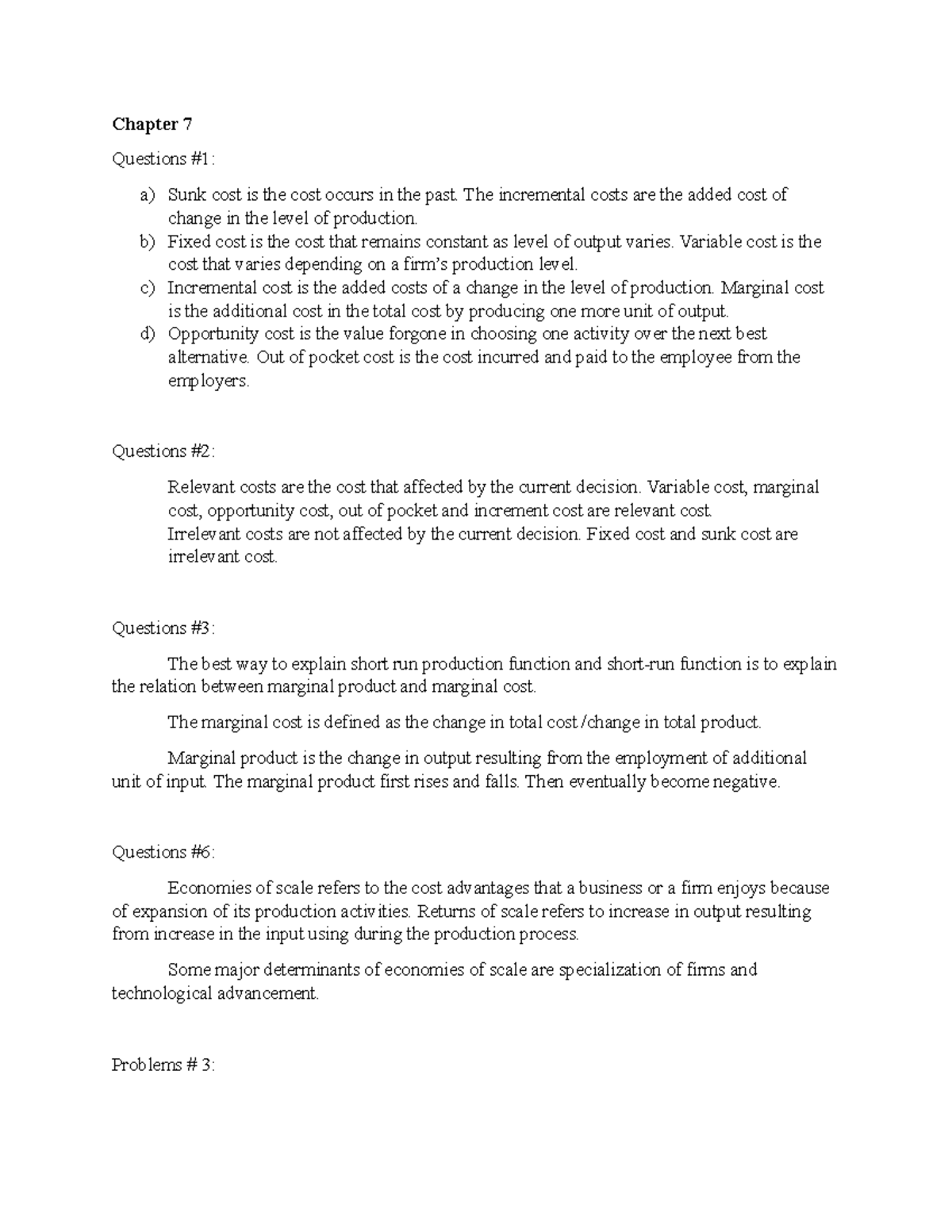 managerial economics assignments