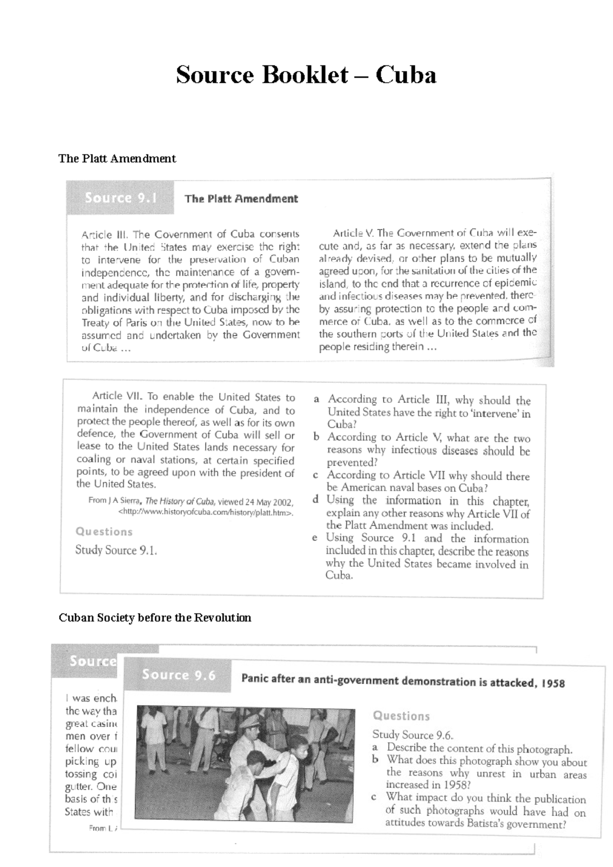 Source booklet for cuba - Source Booklet – Cuba The Platt Amendment ...