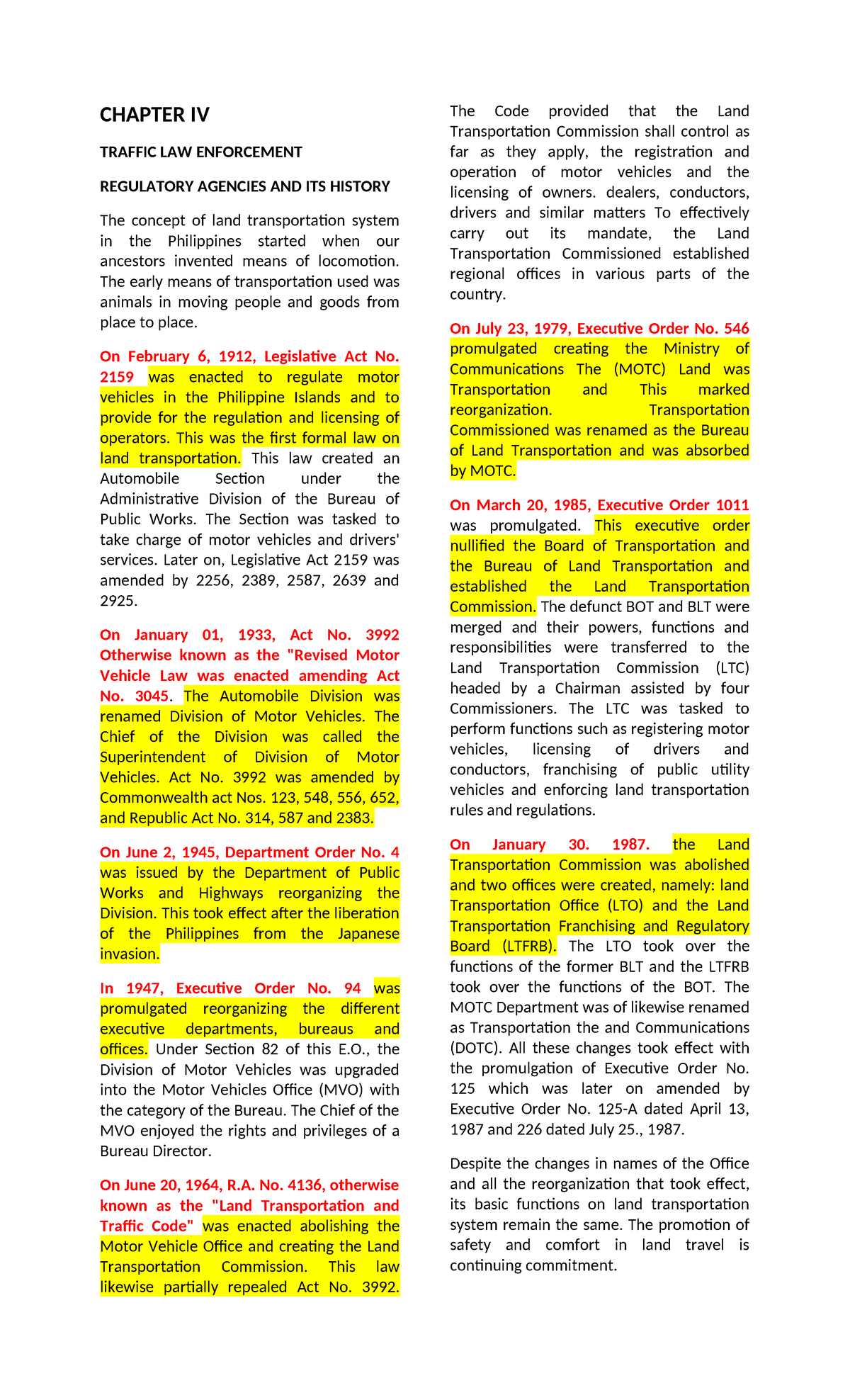 Traffic Management Final - CHAPTER IV TRAFFIC LAW ENFORCEMENT ...