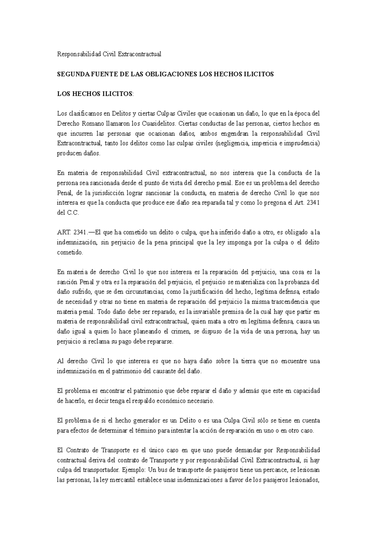 Responsabilidad Civil - Ciertas Conductas De Las Personas, Ciertos ...