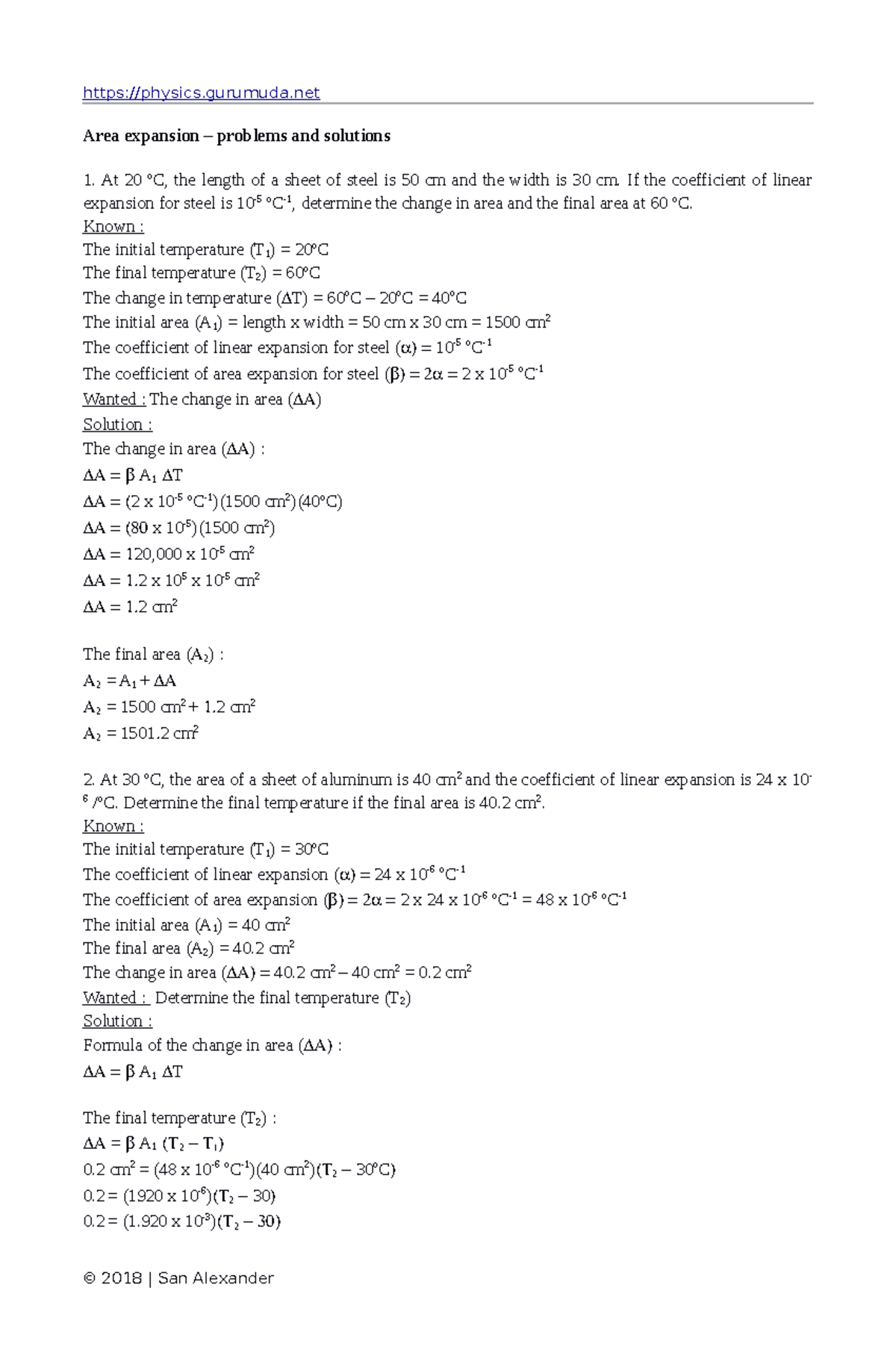 4 Area expansion problems and solutions physics.gurumuda Area