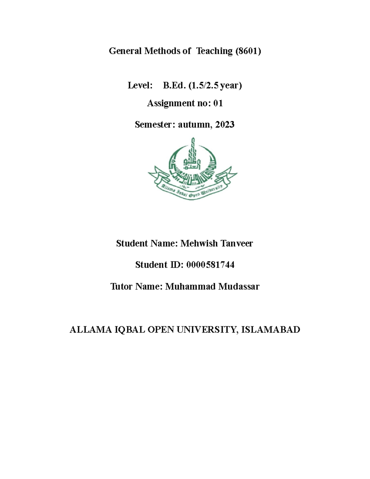 aiou assignment 8601