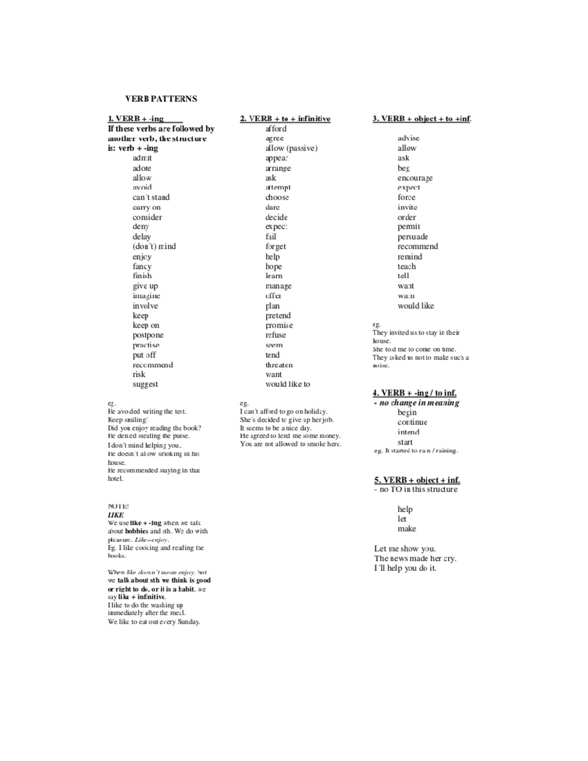 verb-patterns-list-ingles-studocu