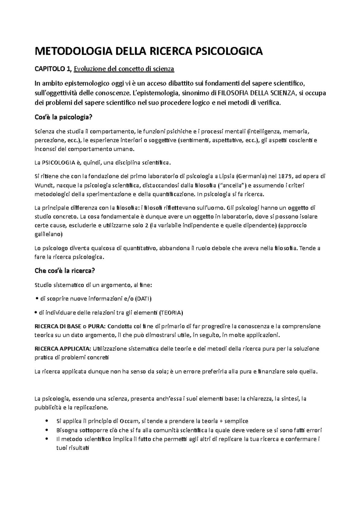 Metodologia Della Ricerca Psicologica - METODOLOGIA DELLA RICERCA ...