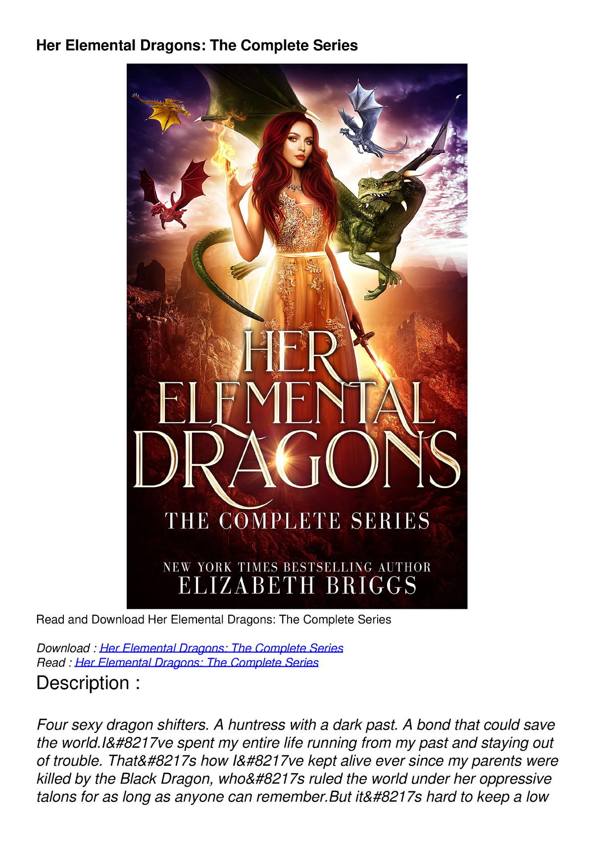 Pdfreaddownload Her Elemental Dragons The Complete Series Her