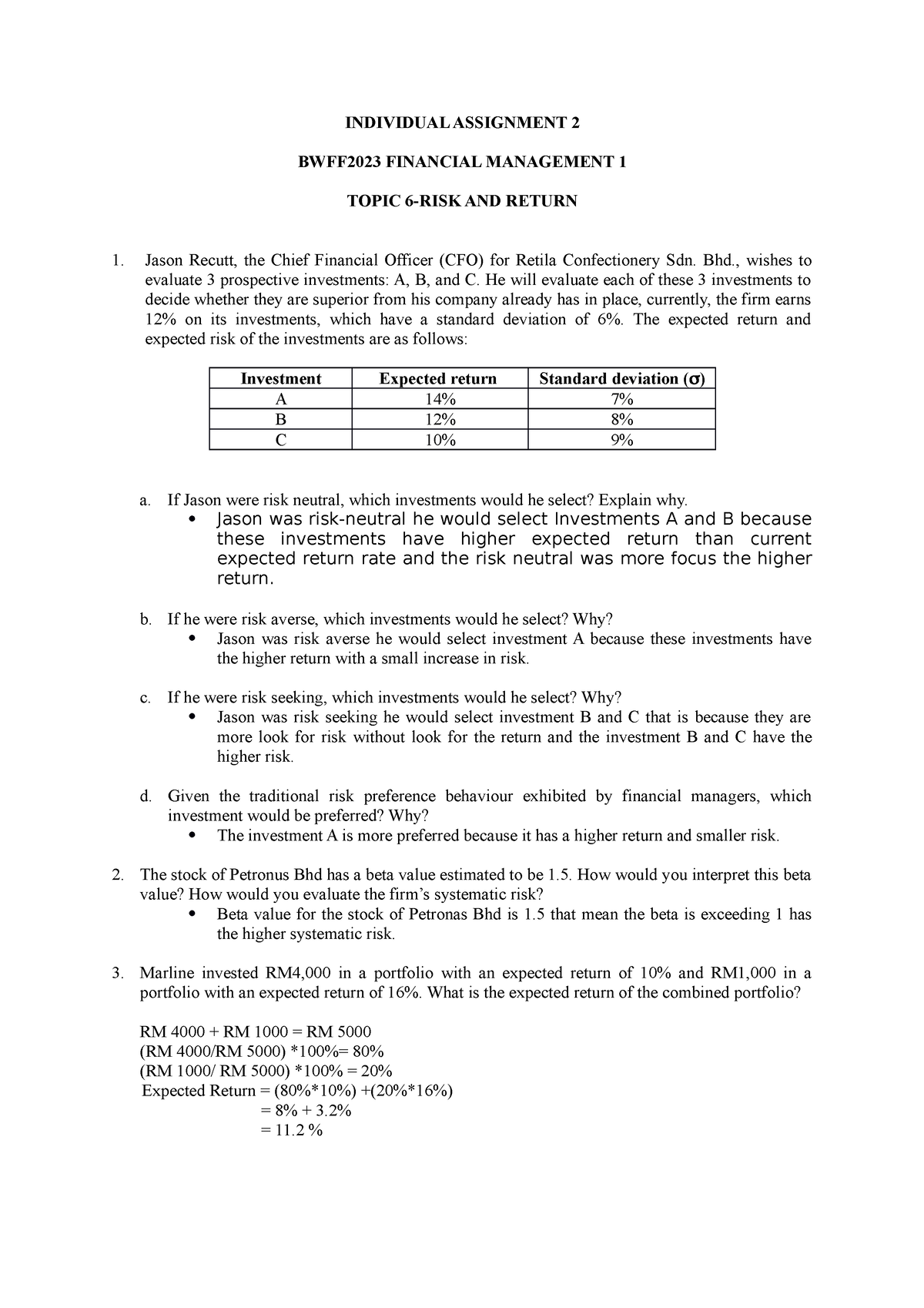 assignment financial management