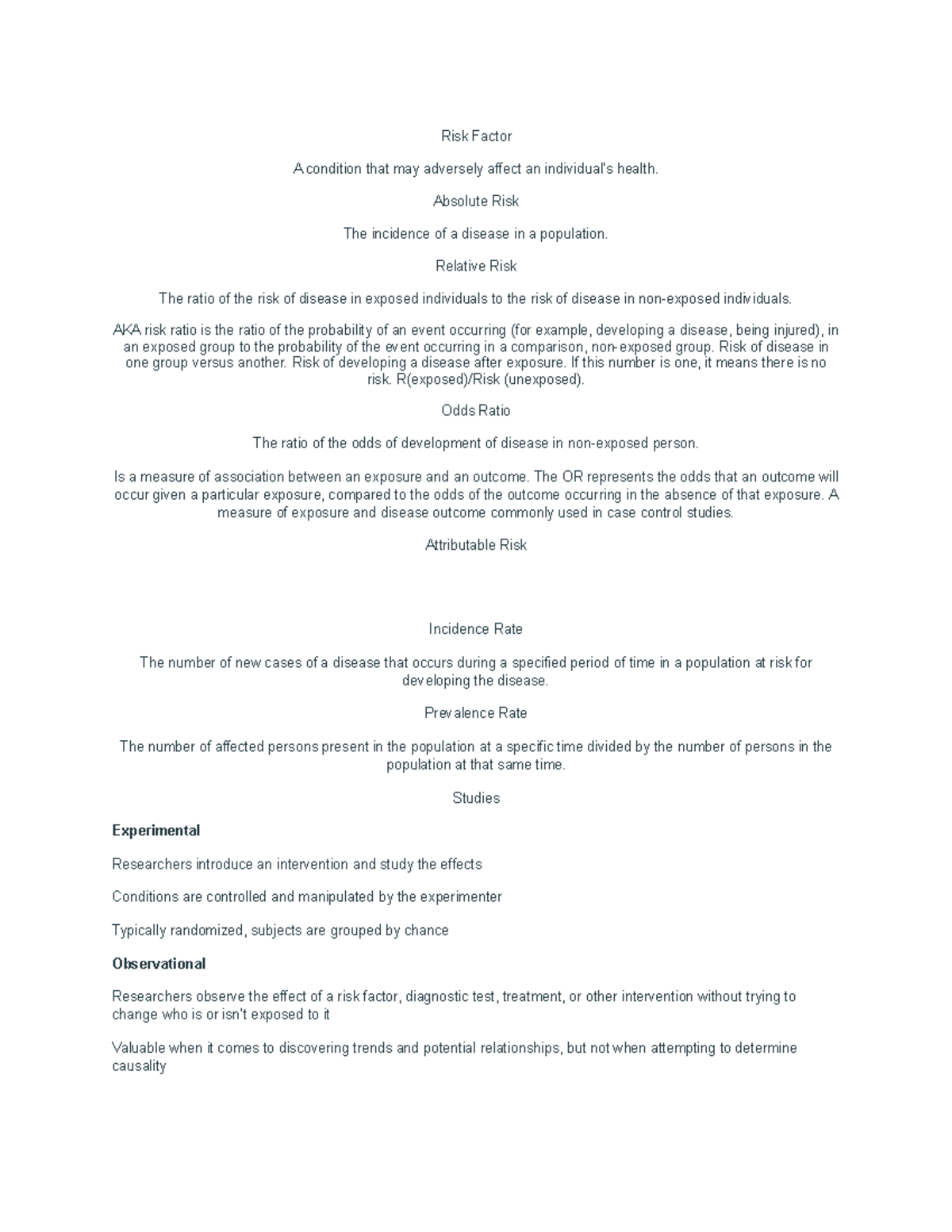 NR 503 week 3 - Simple review - Risk Factor A condition that may ...