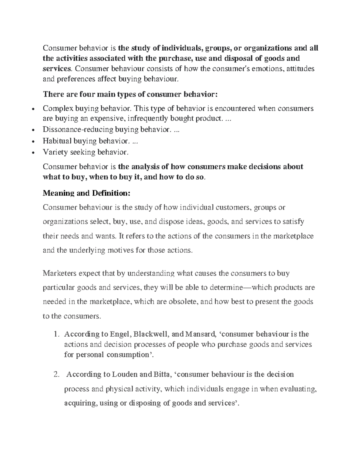 Consumer behavior notes - Consumer behavior is the study of individuals ...