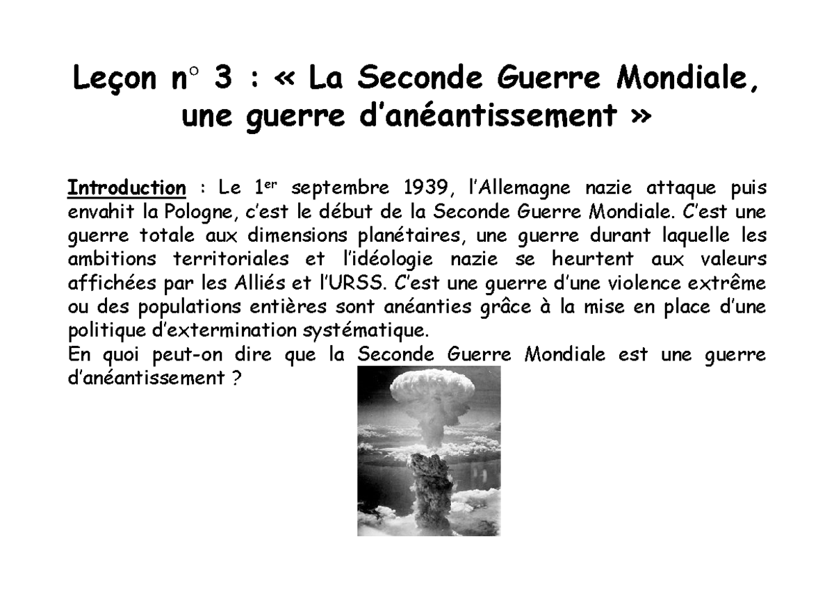 Lecon n 3 la seconde guerre mondiale une guerre d aneantissement 1