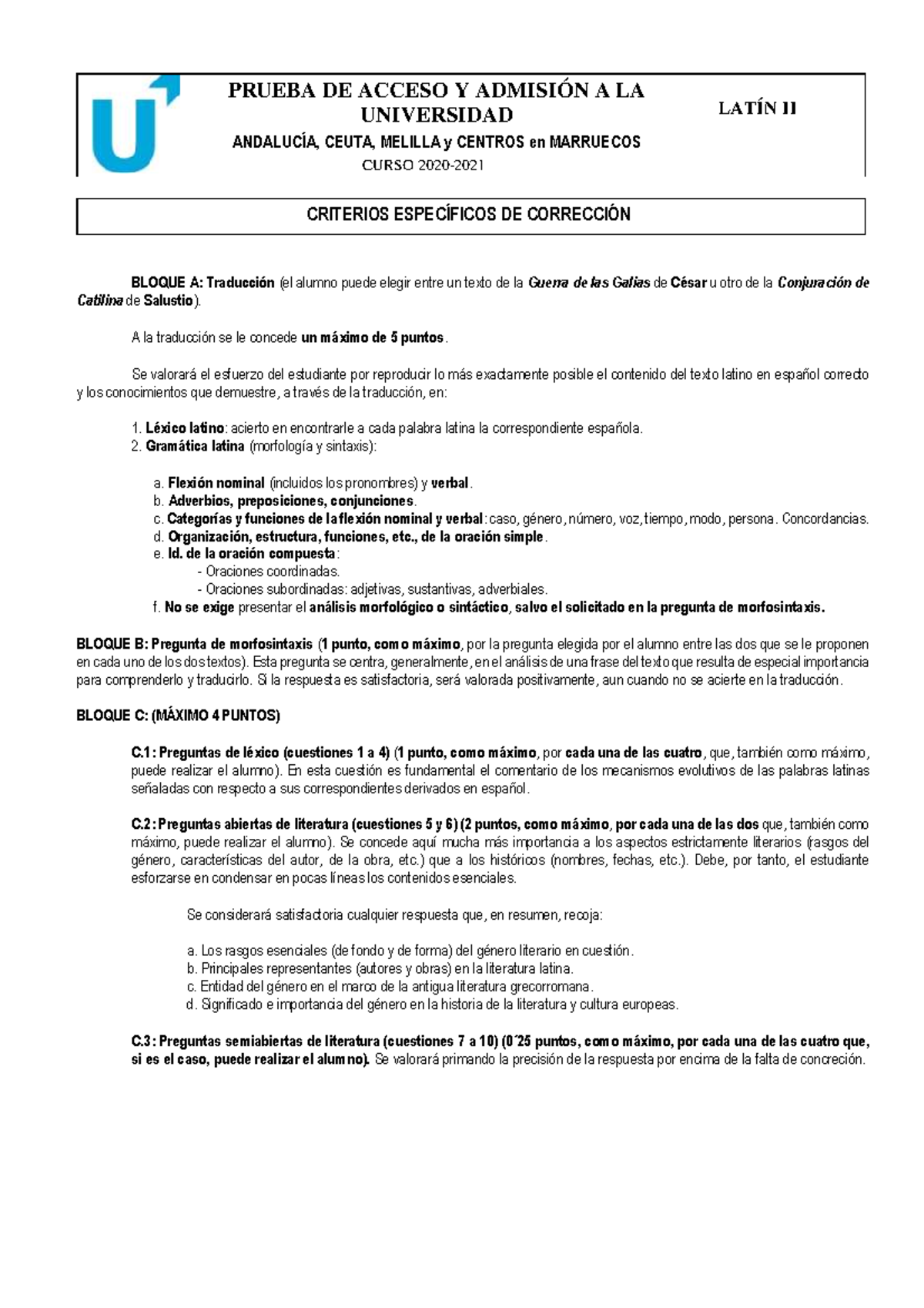 Extra Titular Criterios espec¡ficos LATÖN II 2020 2021 - PRUEBA DE ...