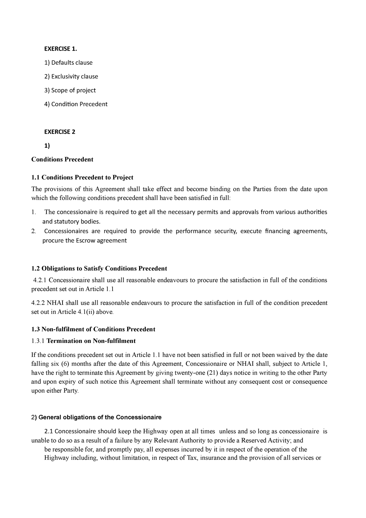 14-concession-agreement-exercise-1-defaults-clause-exclusivity-clause-scope-of-project