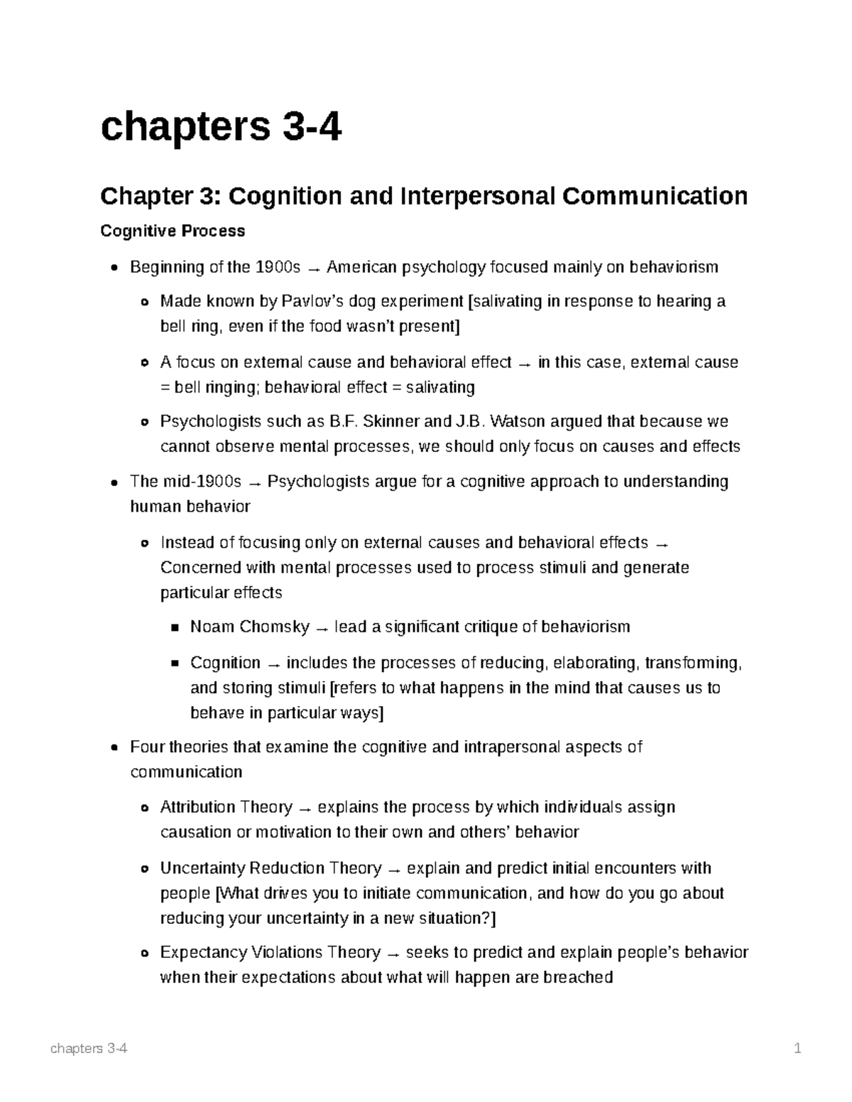 Chapters 3-4 - Chapters 3- Chapter 3: Cognition And Interpersonal ...