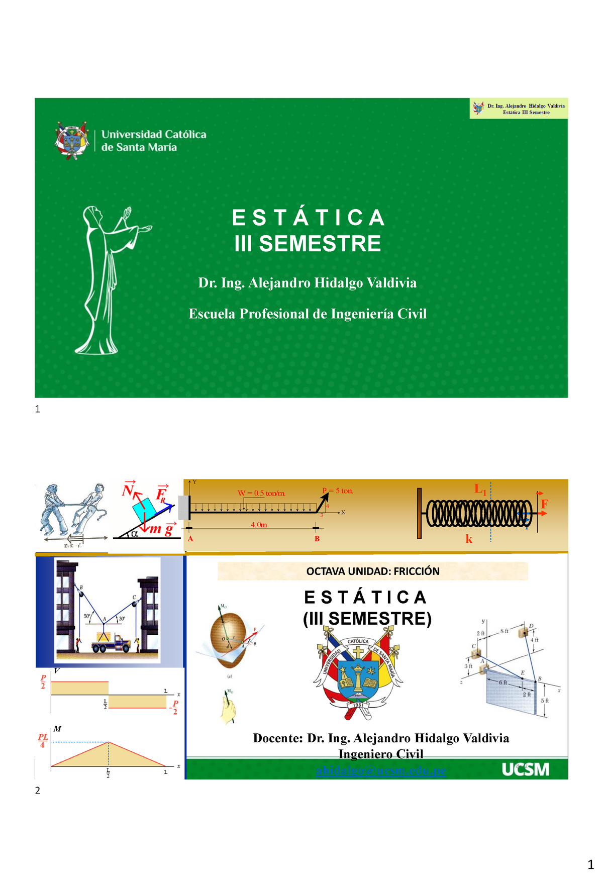 8va UND Fricción 2020 - Estatica Para Ingenieros - E S T Á T I C A III ...