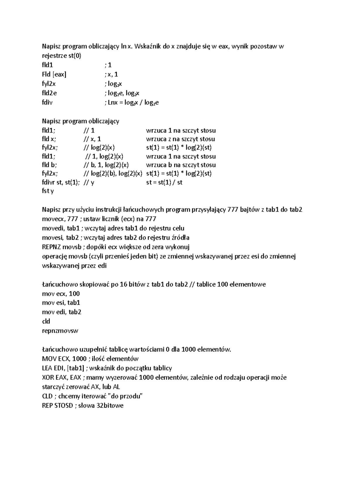 Notatki Z Programowania Niskopoziomowego - Napisz Program Obliczający ...