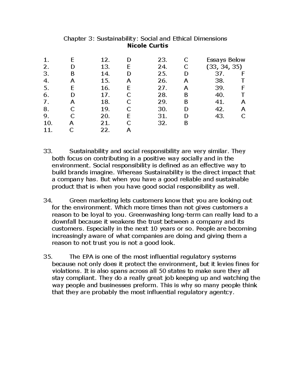 Ch2- Bus Ethics - Homework - Chapter 3: Sustainability: Social and ...