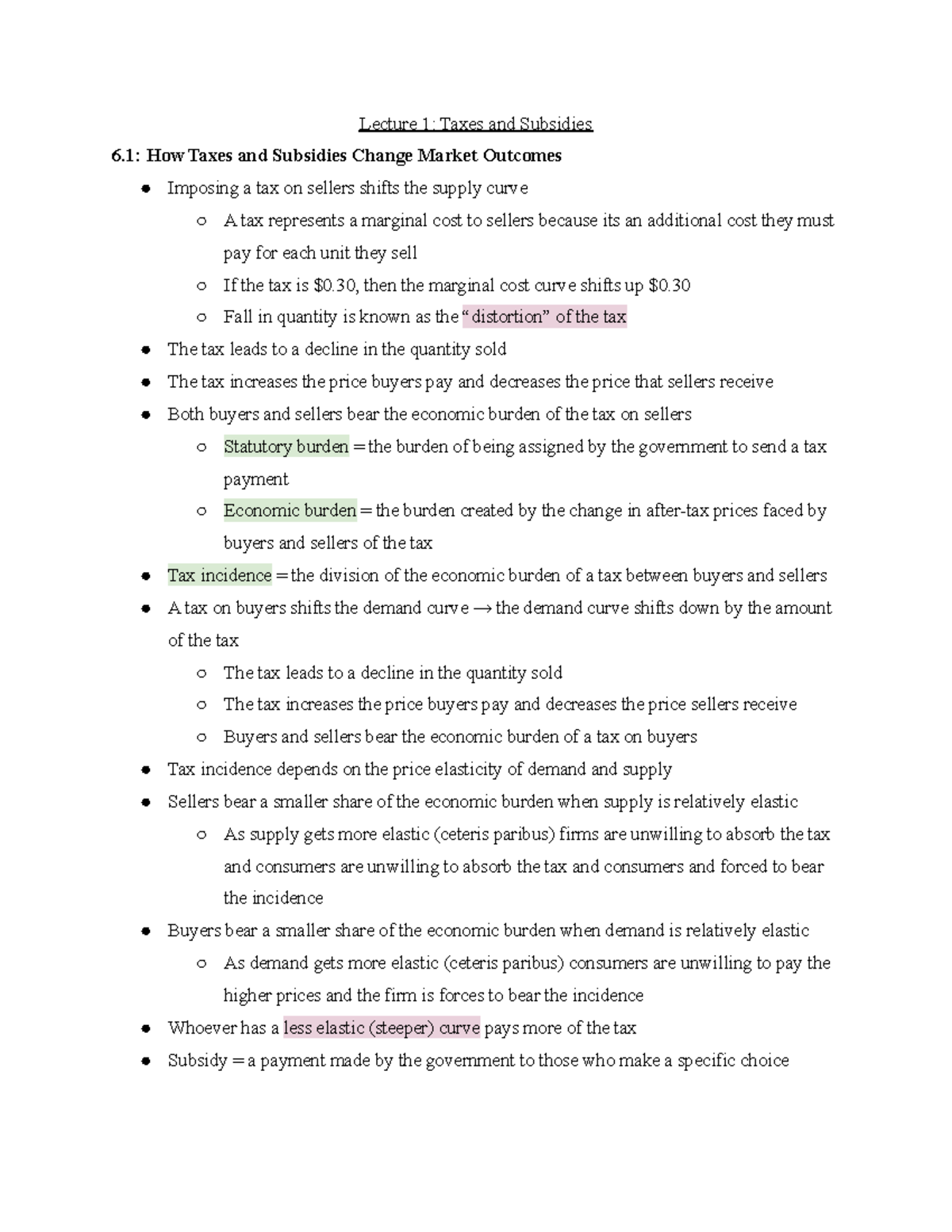 Module 6 Government Intervention - Lecture 1: Taxes and Subsidies 6 ...