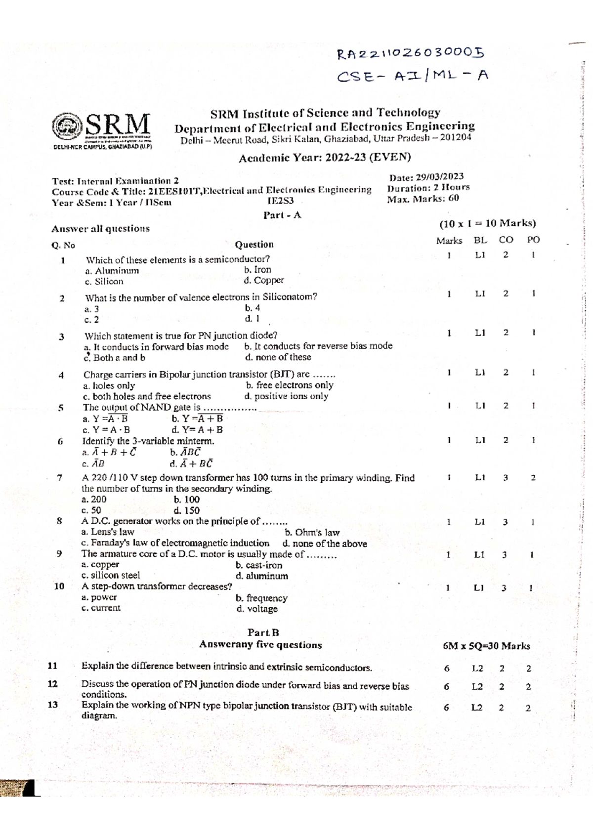EEE 2022-23 - .?)₹)( - Electrical And Electronics Measurement - Studocu