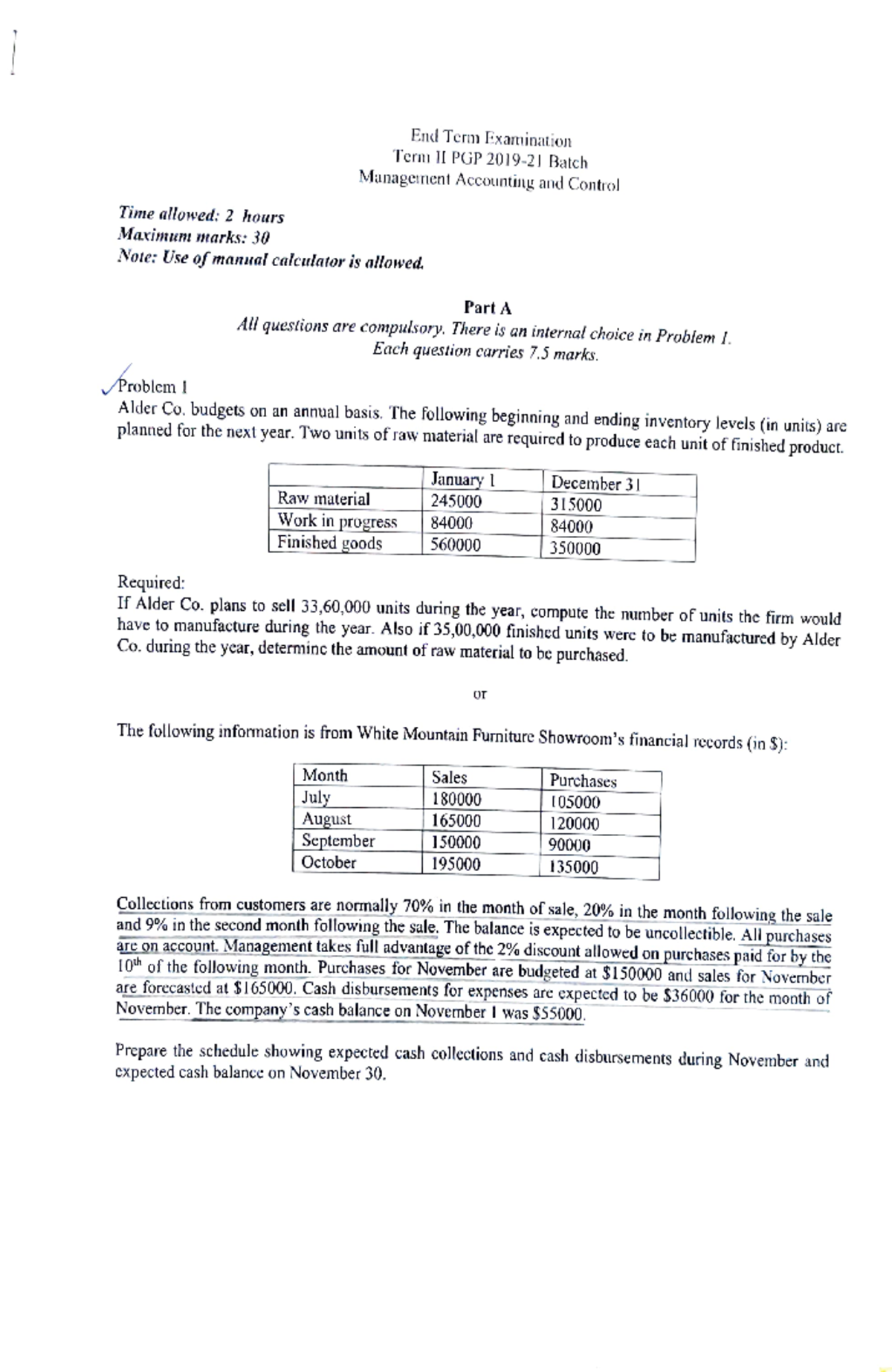 MAC Endterm - test - End Term Examination Term II PGP 2019- Batch ...