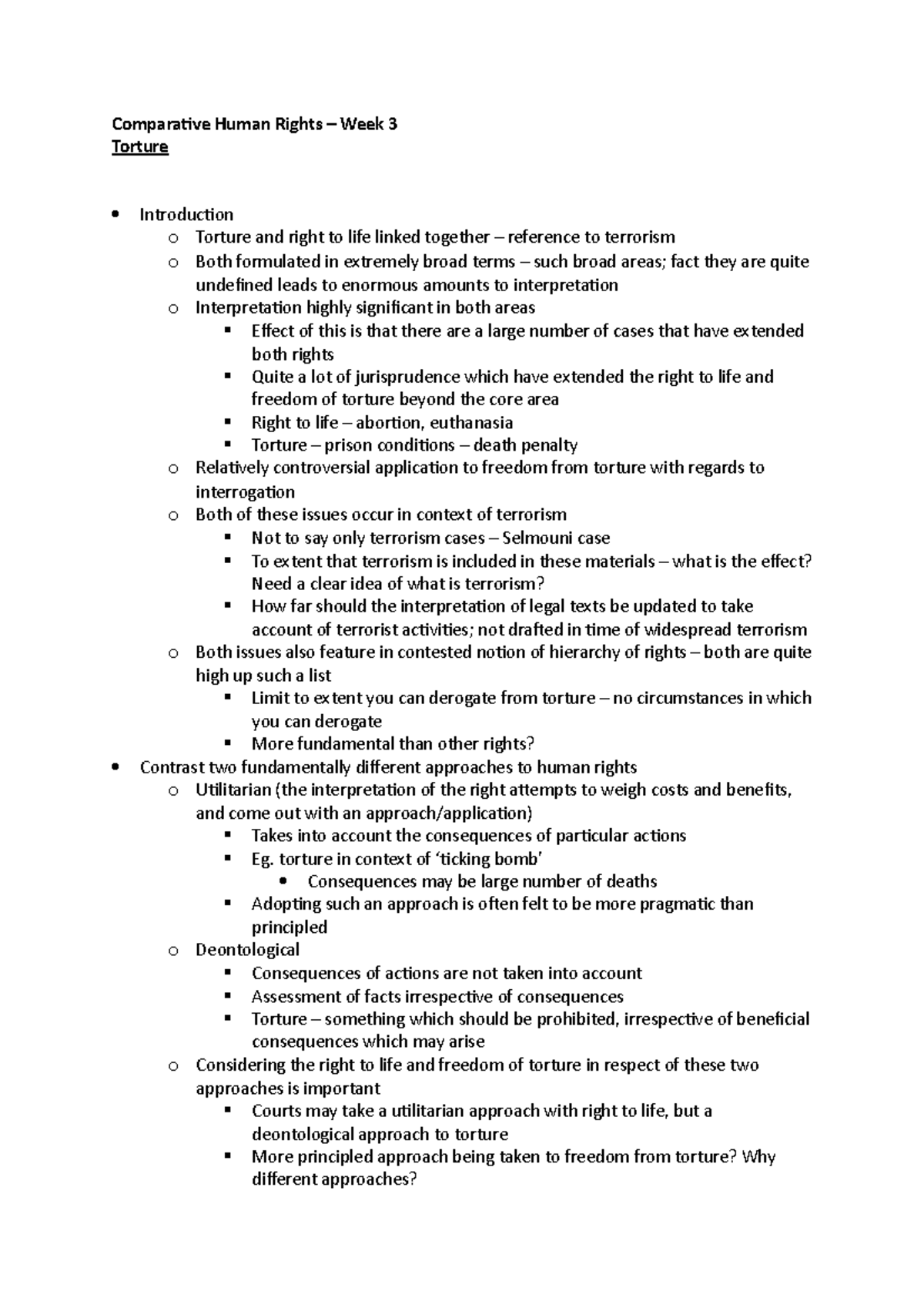 Comparative Human Rights – Week 3 - Comparative Human Rights – Week 3 ...