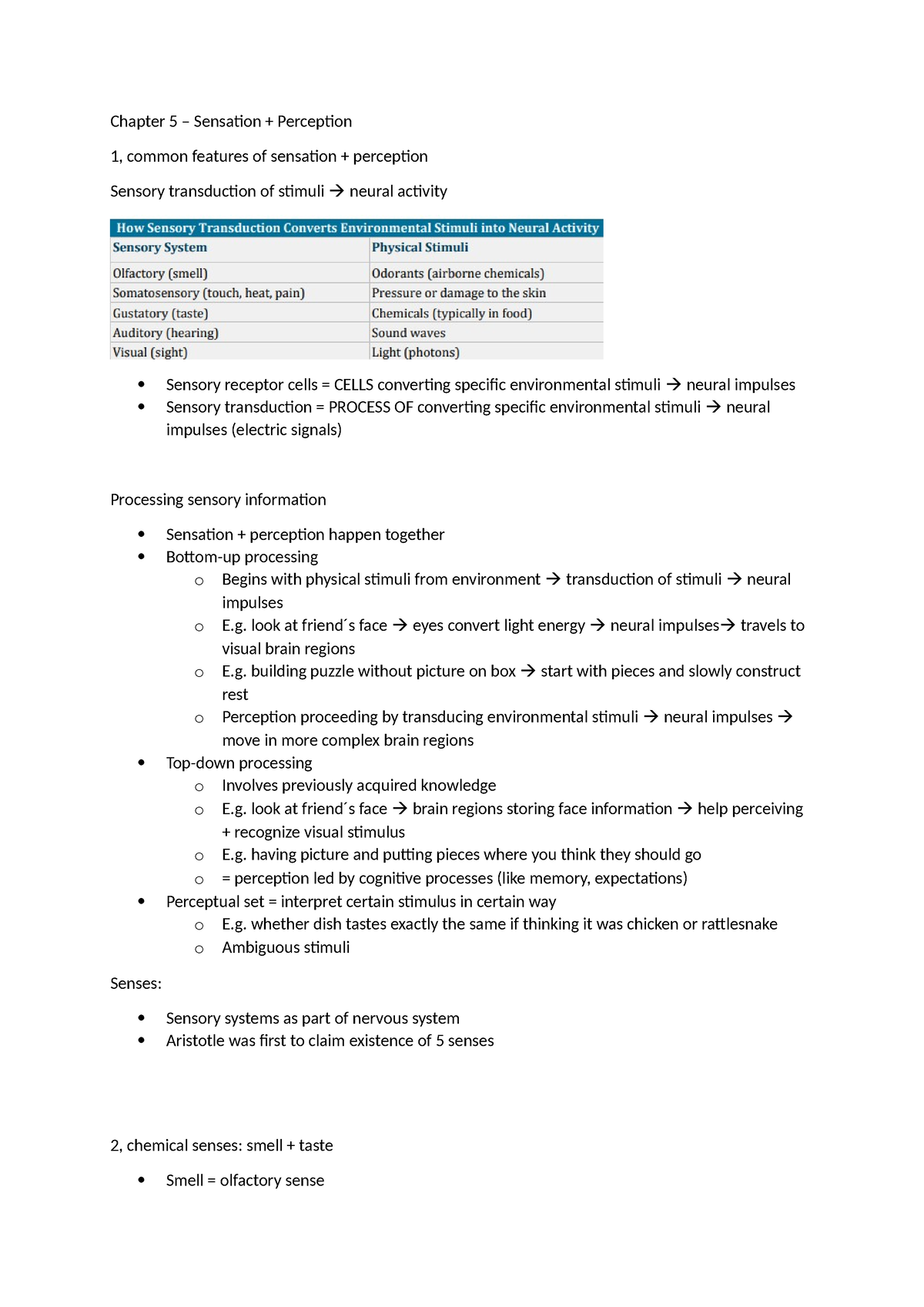 Chapter 5 sensation + perception (textbook) - Chapter 5 – Sensation ...