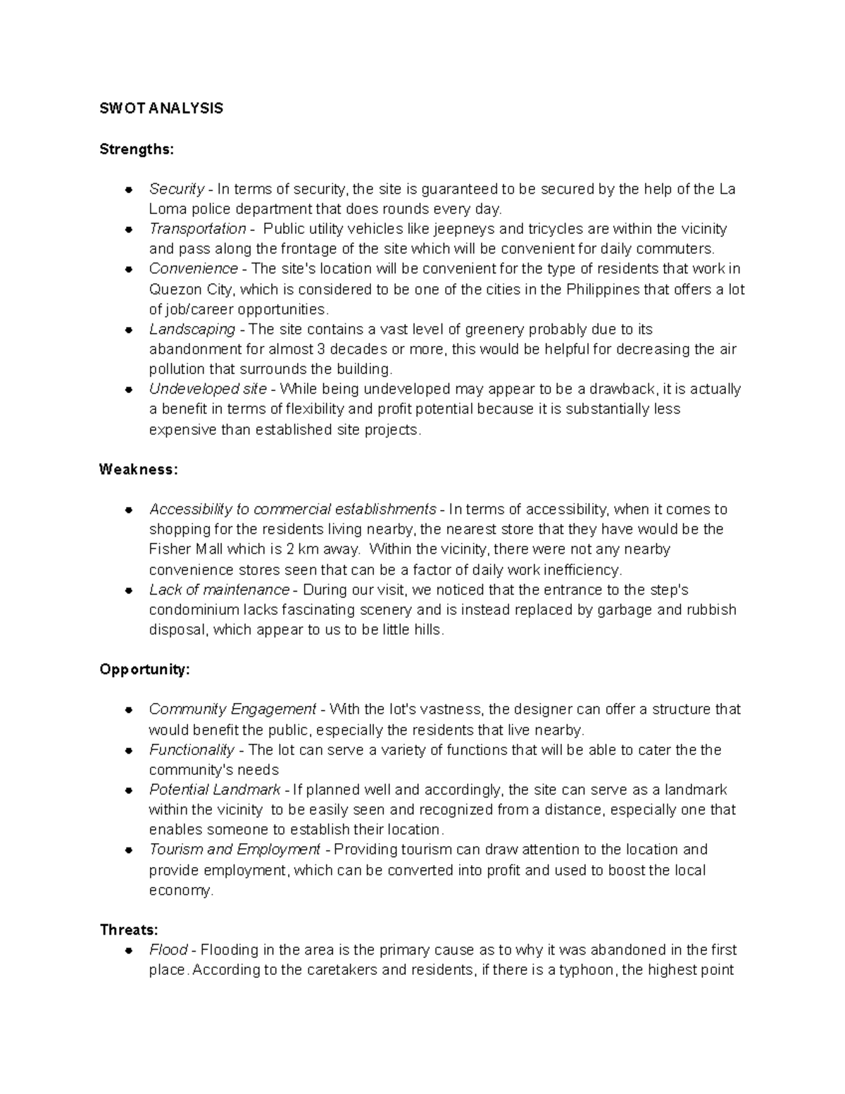 SWOT Analysis - SWOT ANALYSIS Strengths: Security - In terms of ...