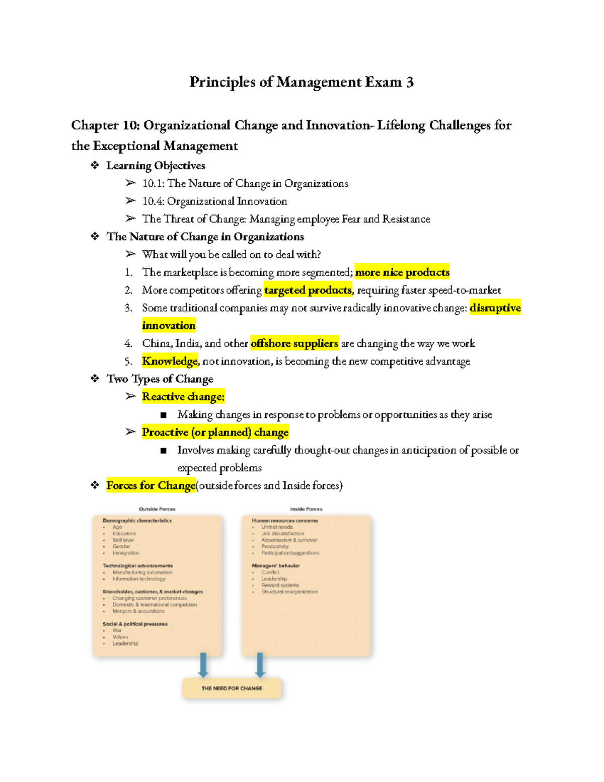 MGT 2010 Exam 3 Notes - Principles of Management Exam 3 Chapter 10 ...