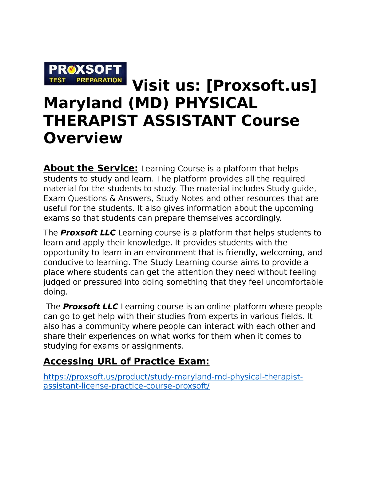 Maryland MD PHYSICAL THERAPIST ASSISTANT Practice Course Visit Us   Thumb 1200 1553 