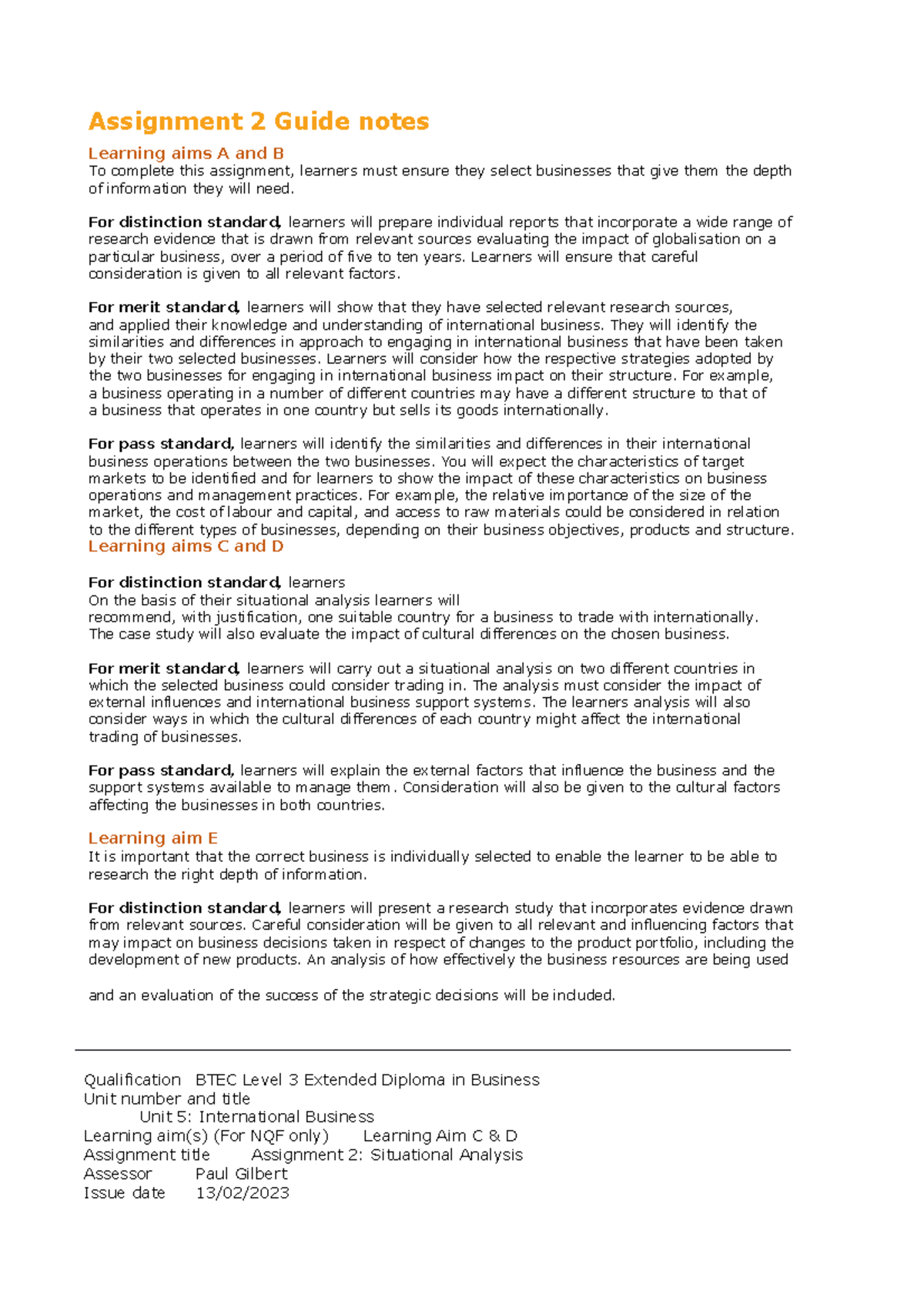 International-Business-Assignment-2 Guide notes - Assignment 2 Guide ...
