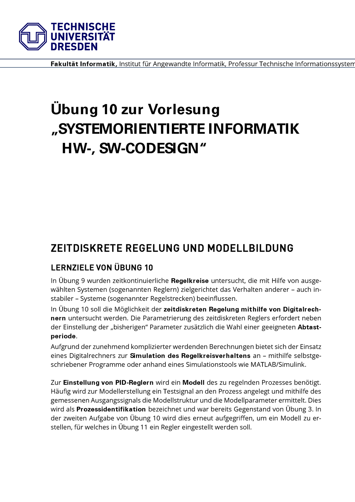 SOI-Uebung 10 - SOI Übung 10 - Fakult‰t Informatik, Institut F ̧r ...